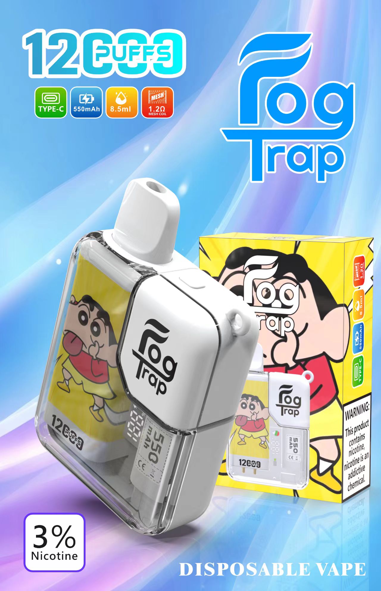 Fog Trap 12000 口卡通電子煙|拉布布/小新款 超大電量 不燙口:圖片 7
