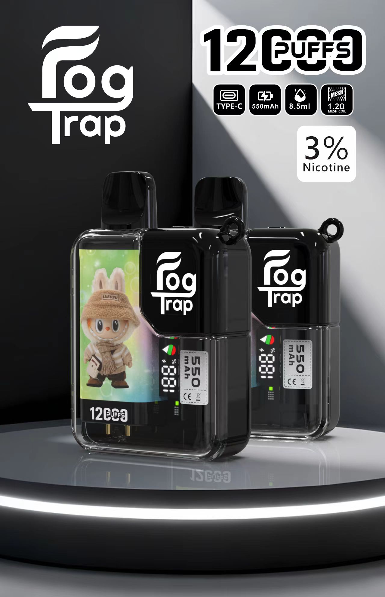 Fog Trap 12000 口卡通電子煙|拉布布/小新款 超大電量 不燙口:圖片 5